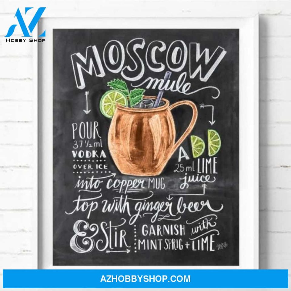 Moscow mule cocktail drink recipe chalkboard poster - GST
