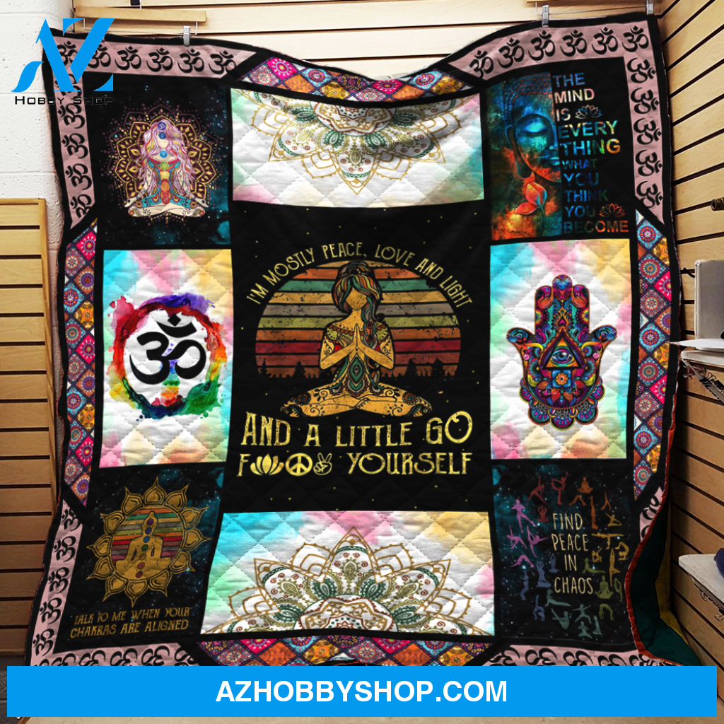 Mostly Peace Love And Light Yoga Fleece Blanket