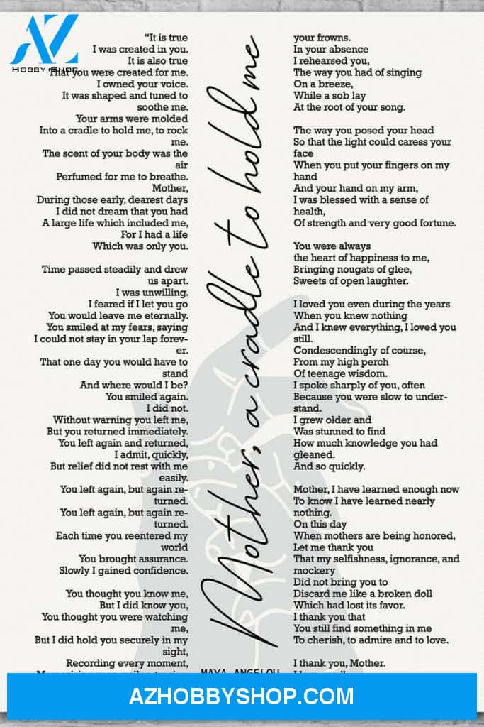 Mother A Cradle To Hold Me Poem Poster, Mom Gift, Family Wall Art