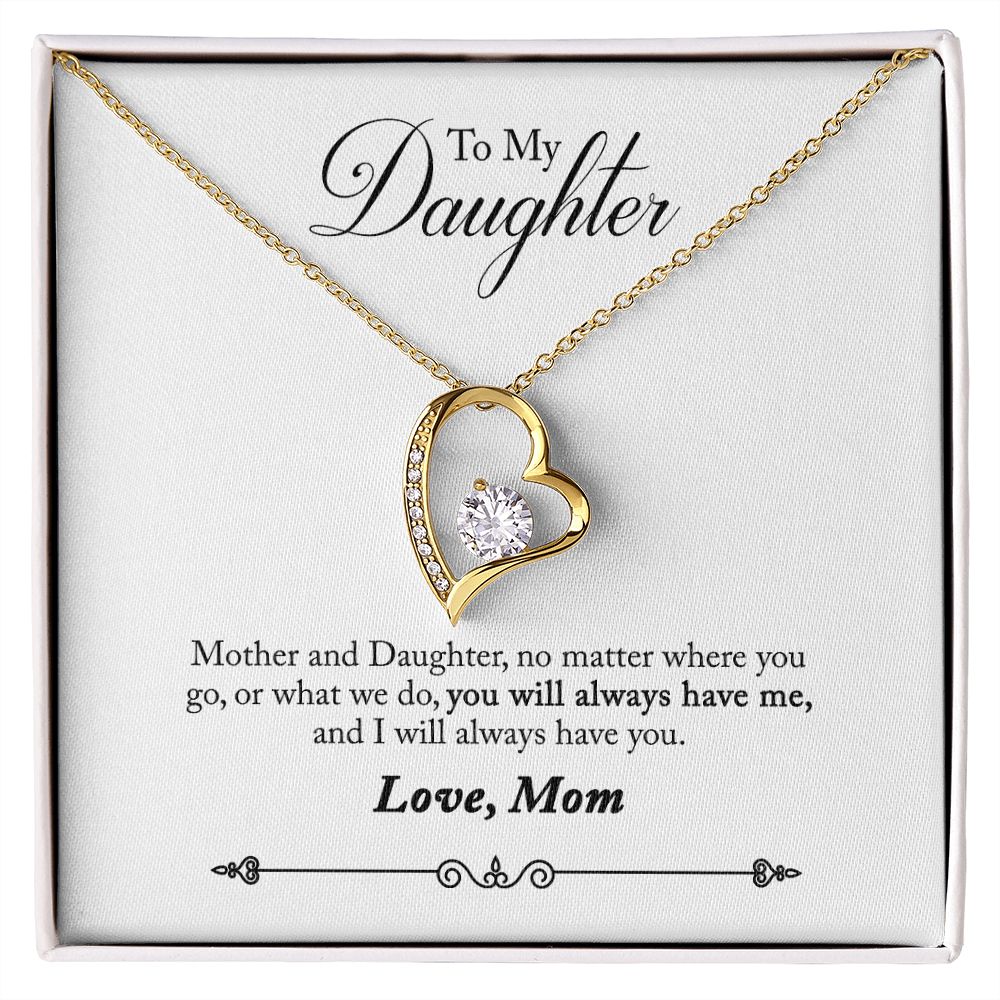 Mother and Daughter Forever Love Heart Necklace