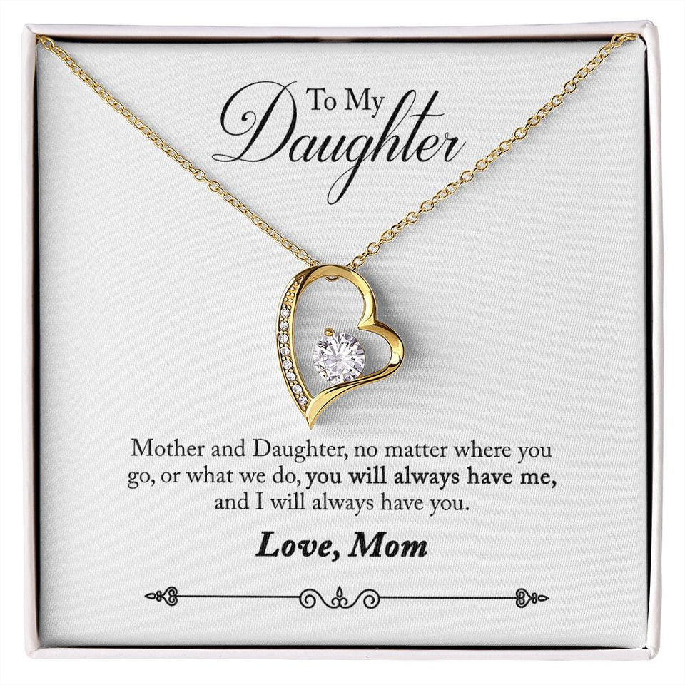 Mother and Daughter Forever Love Heart Necklace