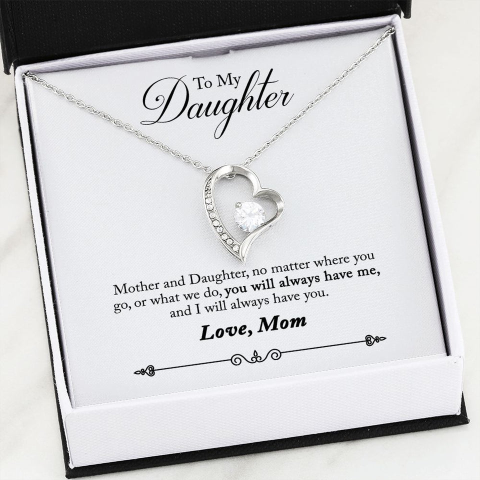 Mother and Daughter Forever Love Heart Necklace