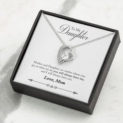 Mother and Daughter Forever Love Heart Necklace