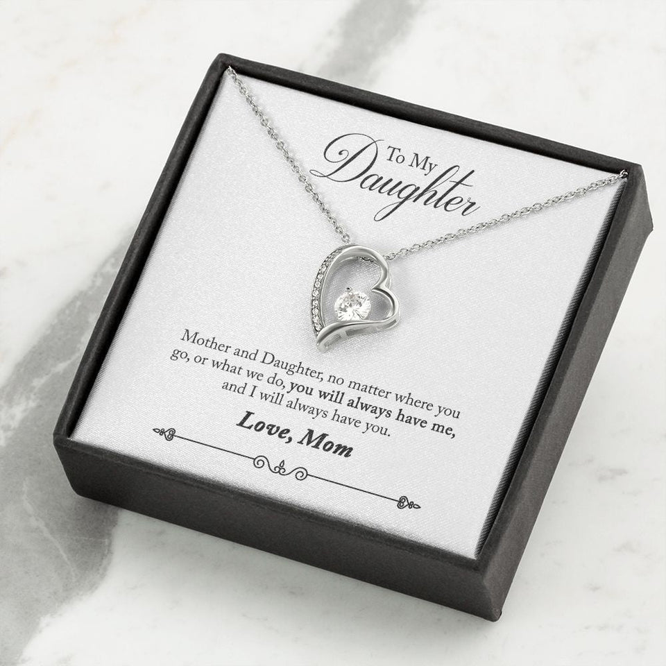 Mother and Daughter Forever Love Heart Necklace