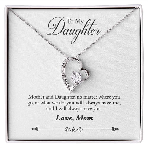 Mother and Daughter Forever Love Heart Necklace