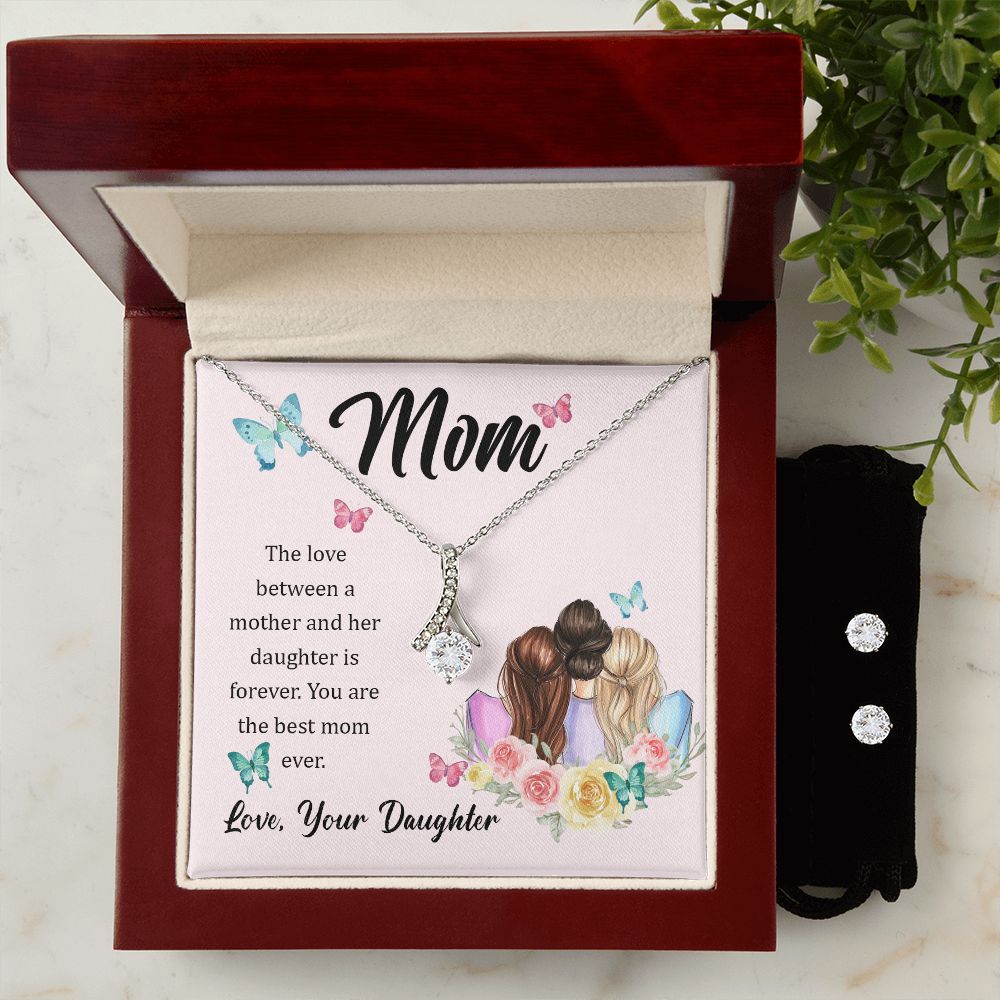 Mother And Daughter Love Is Forever Alluring Beauty Necklace Earring Set