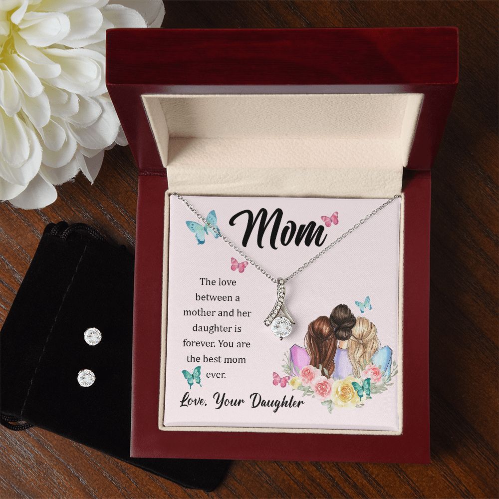 Mother And Daughter Love Is Forever Alluring Beauty Necklace Earring Set