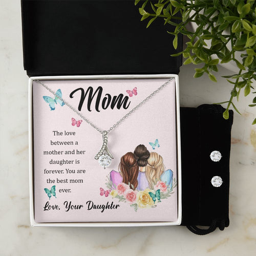 Mother And Daughter Love Is Forever Alluring Beauty Necklace Earring Set