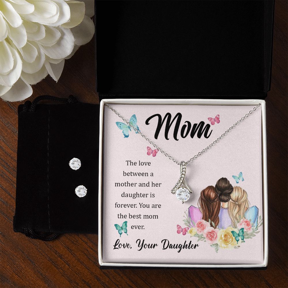 Mother And Daughter Love Is Forever Alluring Beauty Necklace Earring Set