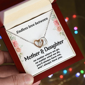 Mother Daughter No Matter Where We Go Interlocking Hearts Necklace Gift