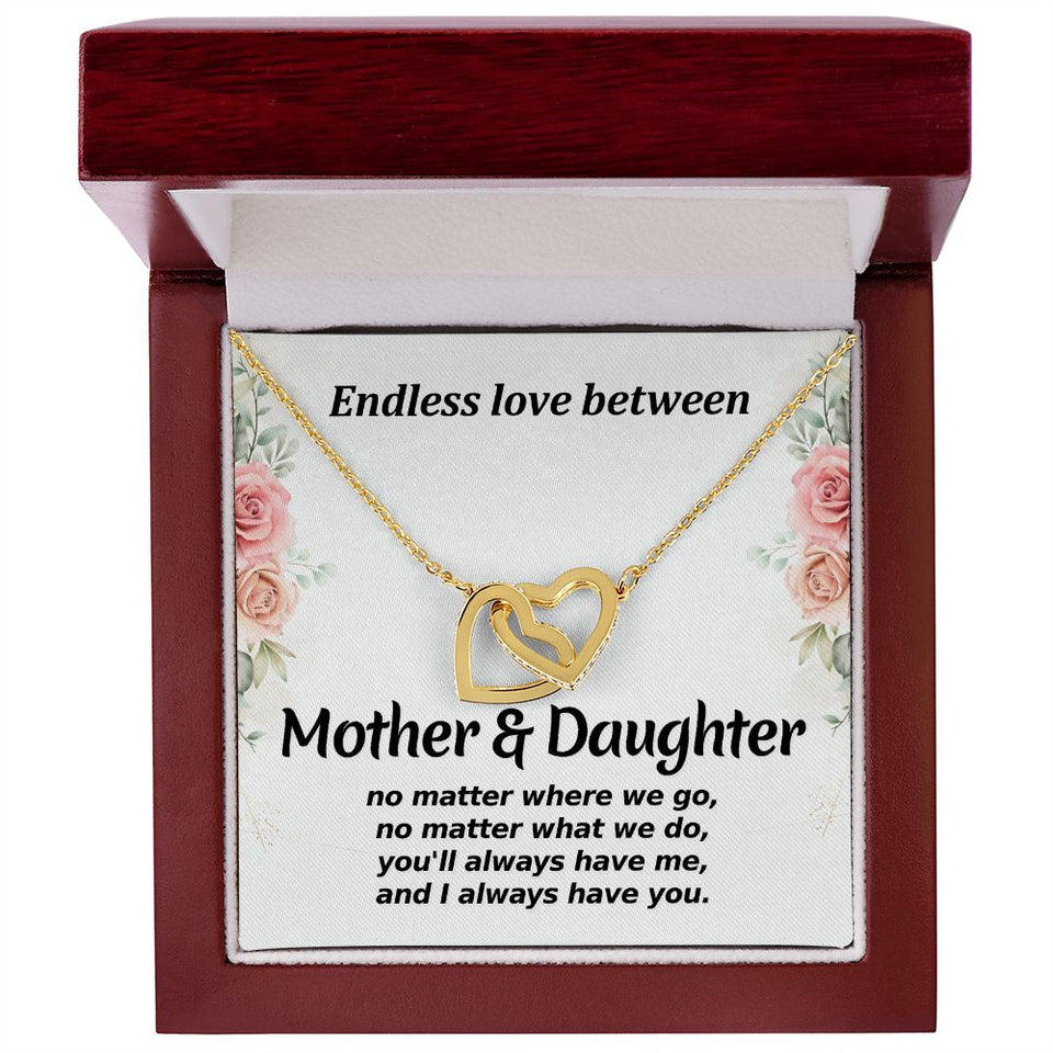 Mother Daughter No Matter Where We Go Interlocking Hearts Necklace Gift