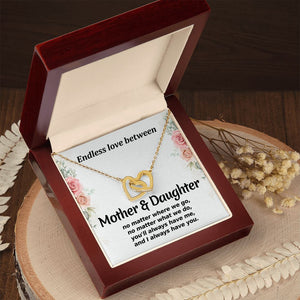 Mother Daughter No Matter Where We Go Interlocking Hearts Necklace Gift