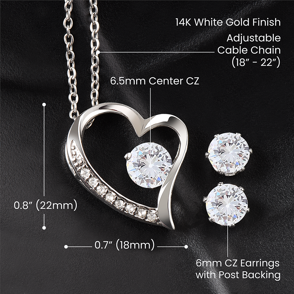 Mother in Law Forever Love Heart Necklace Earring Set