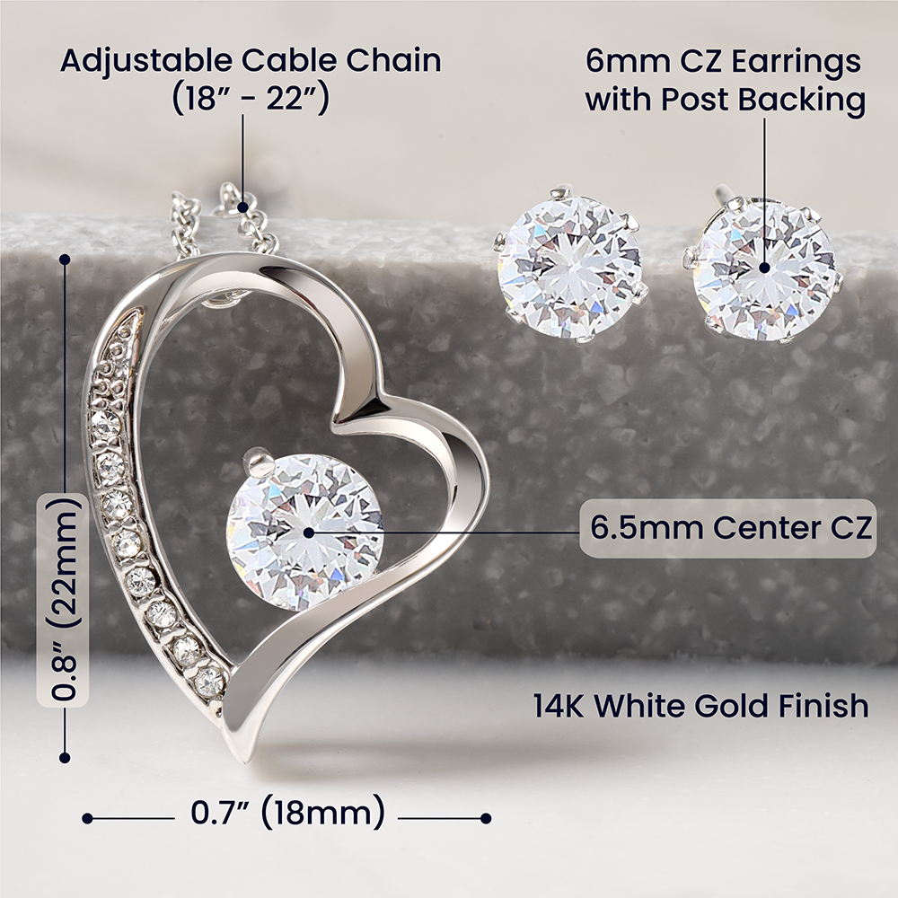 Mother in Law Forever Love Heart Necklace Earring Set