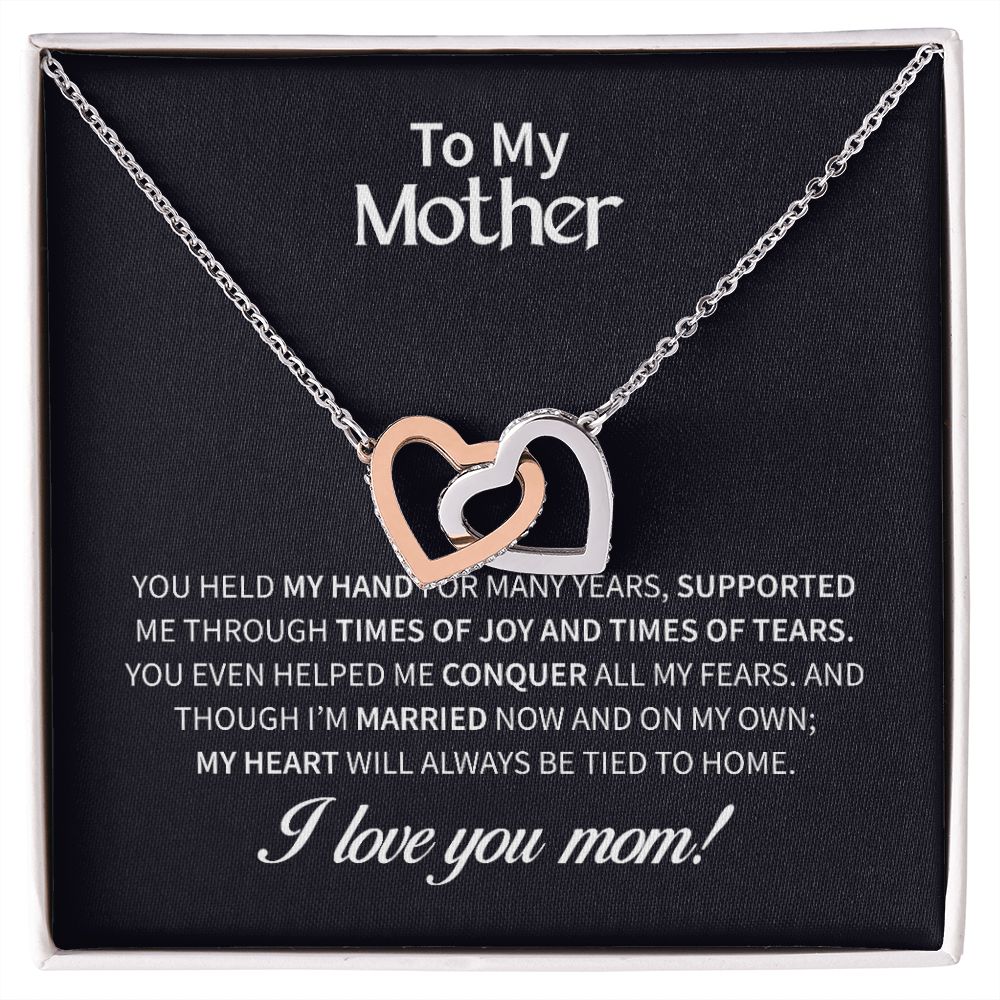 Mother Joy and Tears Interlocking Hearts Necklace