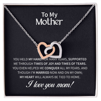 Mother Joy and Tears Interlocking Hearts Necklace