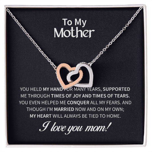 Mother Joy and Tears Interlocking Hearts Necklace