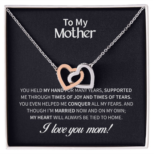 Mother Joy and Tears Interlocking Hearts Necklace