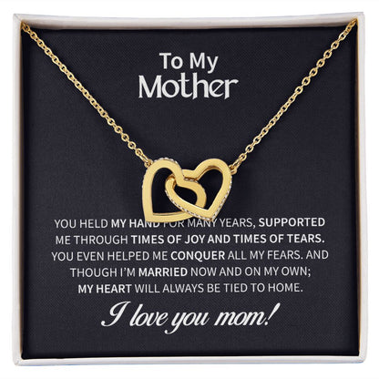 Mother Joy and Tears Interlocking Hearts Necklace