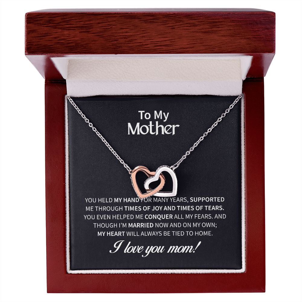 Mother Joy and Tears Interlocking Hearts Necklace