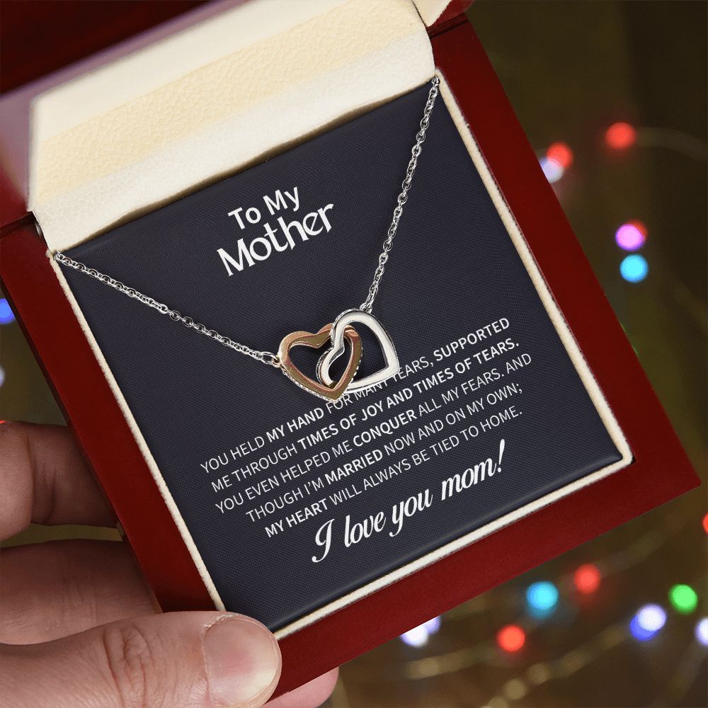Mother Joy and Tears Interlocking Hearts Necklace
