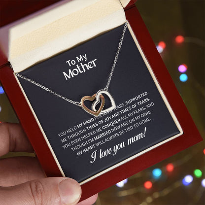 Mother Joy and Tears Interlocking Hearts Necklace