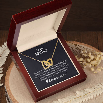 Mother Joy and Tears Interlocking Hearts Necklace