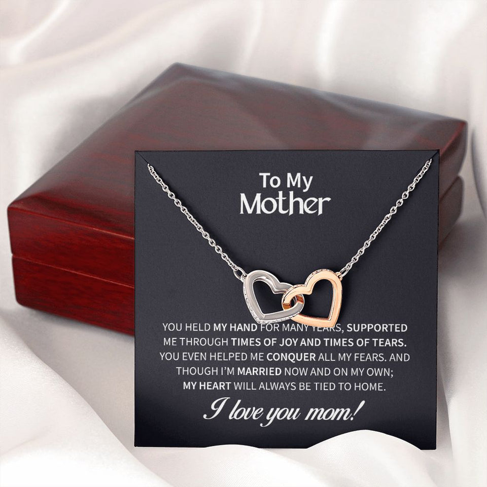 Mother Joy and Tears Interlocking Hearts Necklace