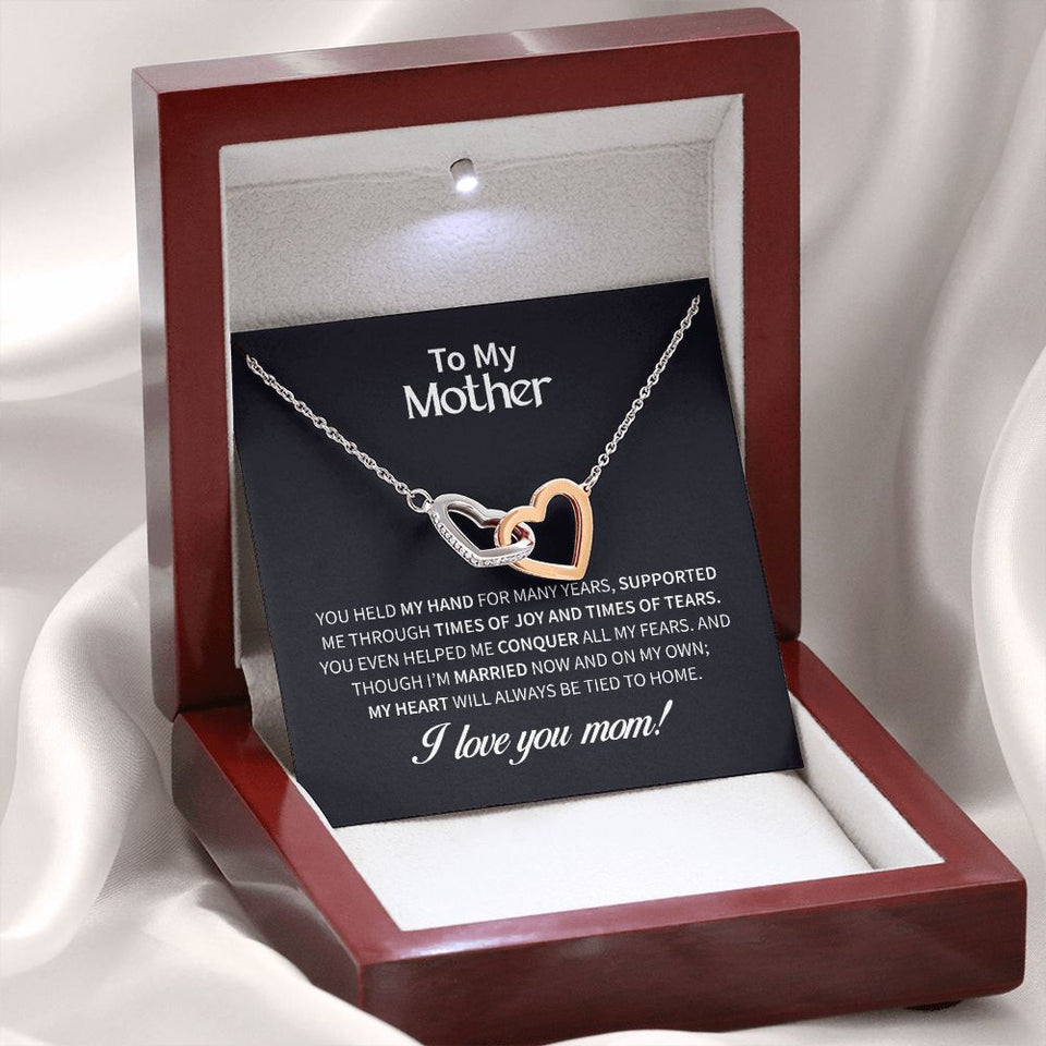 Mother Joy and Tears Interlocking Hearts Necklace
