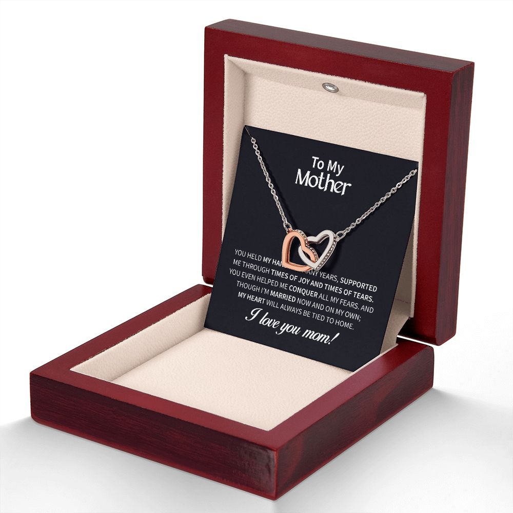 Mother Joy and Tears Interlocking Hearts Necklace