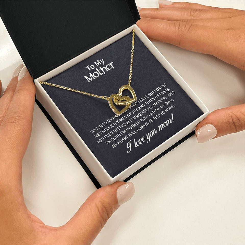 Mother Joy and Tears Interlocking Hearts Necklace