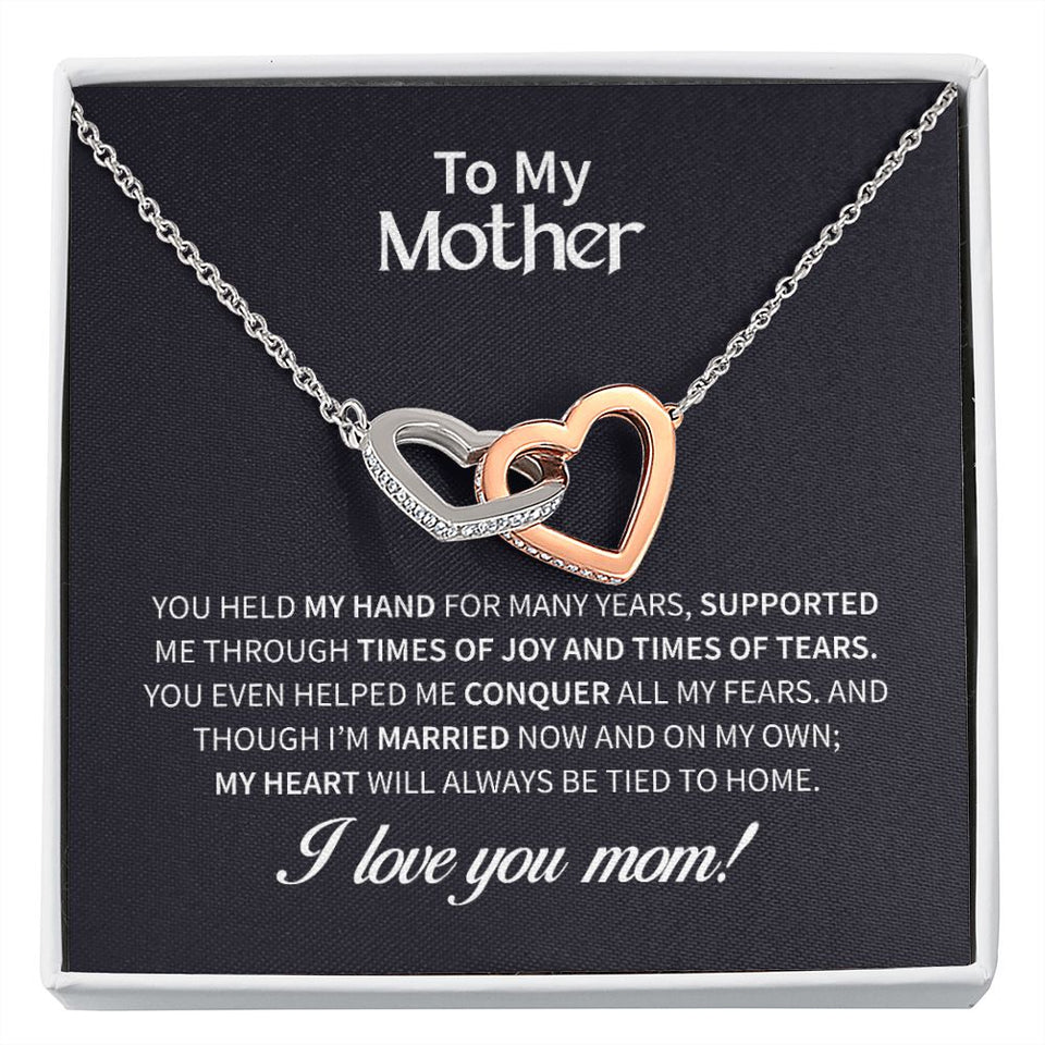 Mother Joy and Tears Interlocking Hearts Necklace