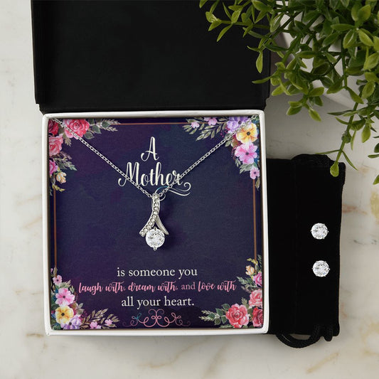 Mother Laugh Dream Love Alluring Beauty Necklace Earring Set