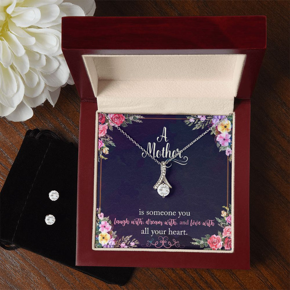 Mother Laugh Dream Love Alluring Beauty Necklace Earring Set