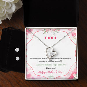 Mother's Day Anchored In Faith Forever Love Necklace Earring Set