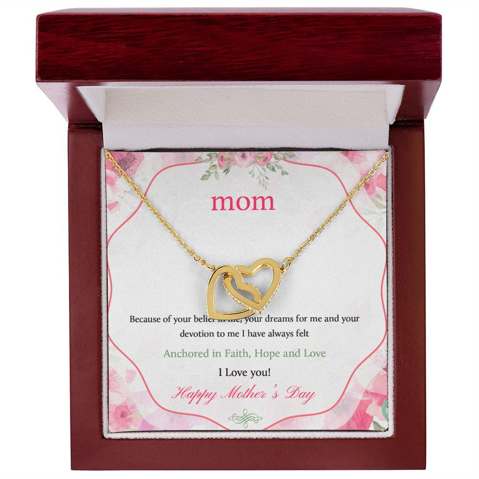 Mother's Day Anchored In Faith Interlocking Hearts Necklace