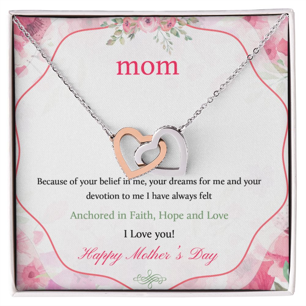 Mother's Day Anchored In Faith Interlocking Hearts Necklace