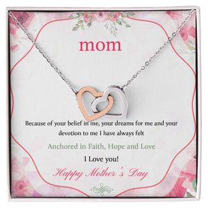 Mother's Day Anchored In Faith Interlocking Hearts Necklace