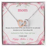 Mother's Day Anchored In Faith Interlocking Hearts Necklace