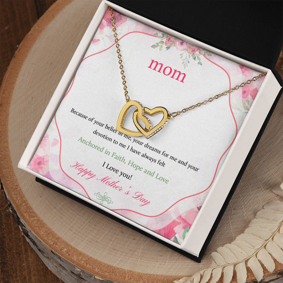 Mother's Day Anchored In Faith Interlocking Hearts Necklace