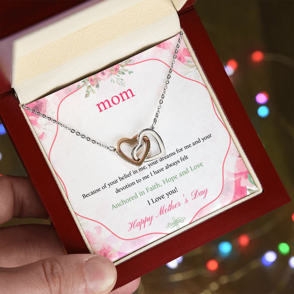 Mother's Day Anchored In Faith Interlocking Hearts Necklace