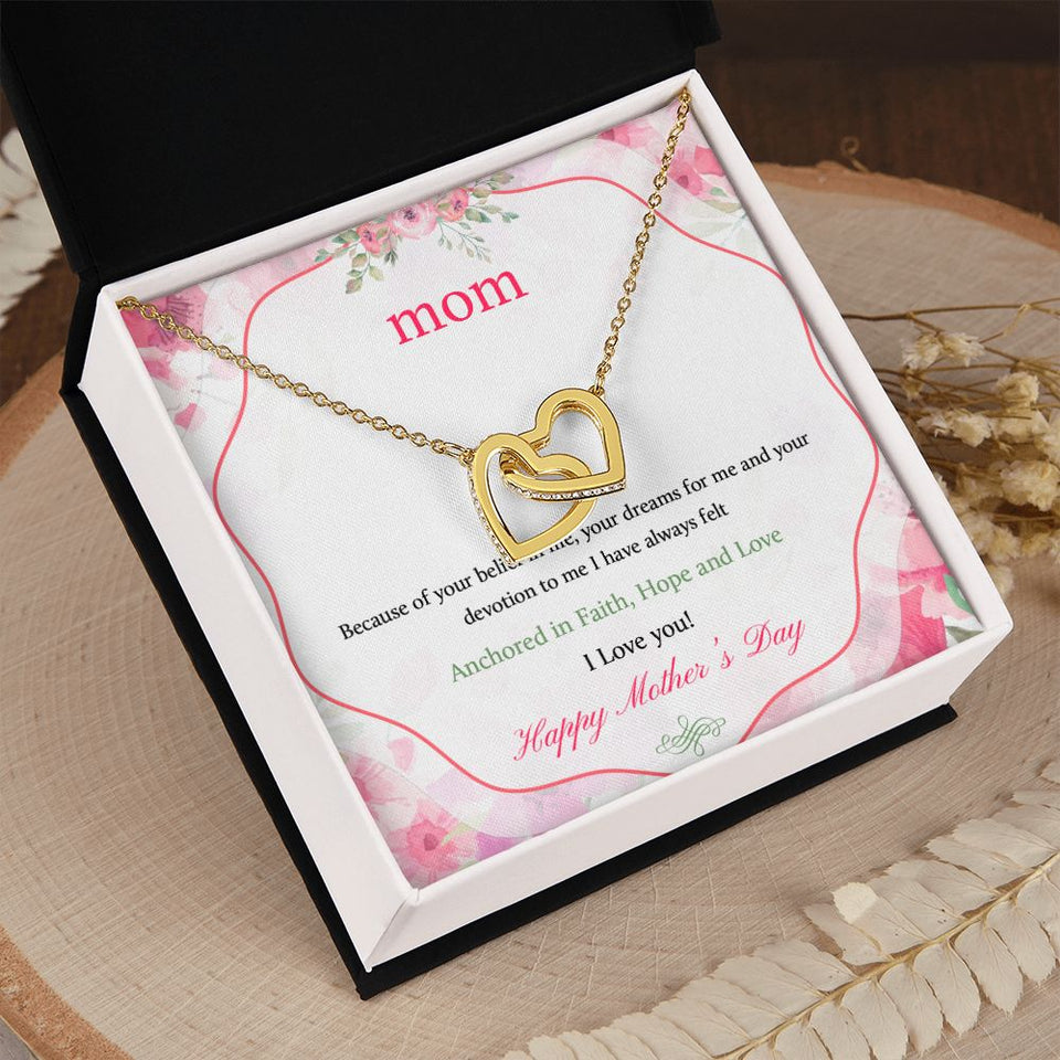 Mother's Day Anchored In Faith Interlocking Hearts Necklace