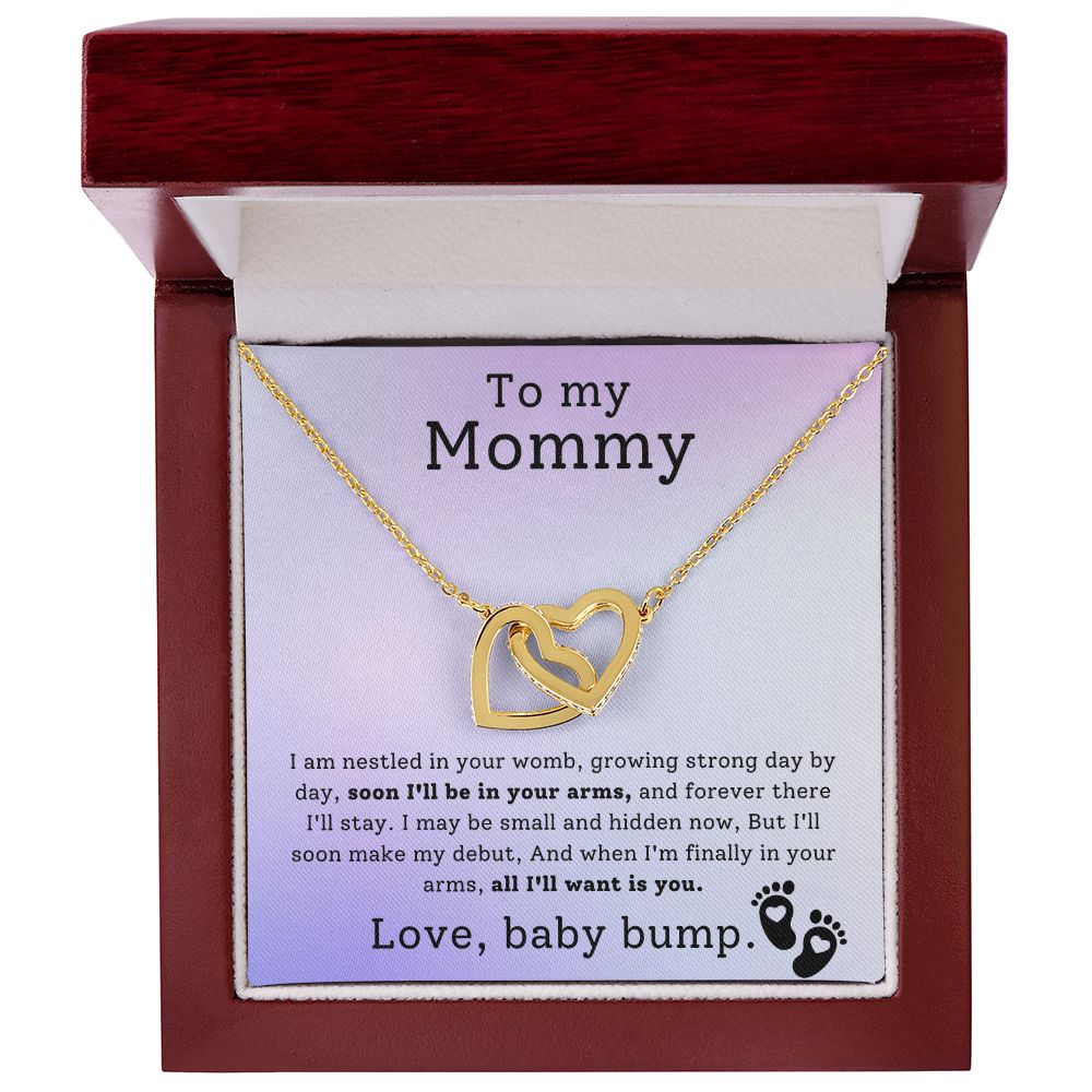 Mother To Be Baby Bump Interlocking Hearts Necklace