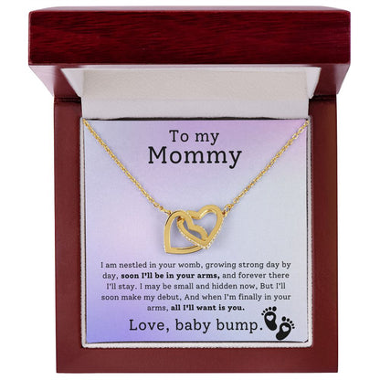Mother To Be Baby Bump Interlocking Hearts Necklace
