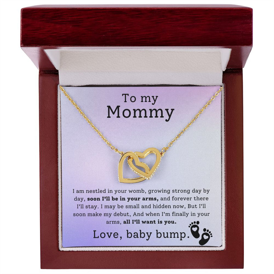Mother To Be Baby Bump Interlocking Hearts Necklace