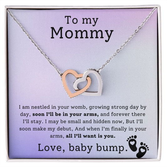 Mother To Be Baby Bump Interlocking Hearts Necklace