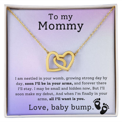 Mother To Be Baby Bump Interlocking Hearts Necklace