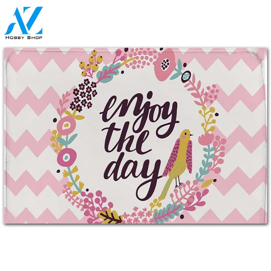 Motivational Quote Funny - Happy Day Doormat Welcome Mat House Warming Gift Home Decor Funny Doormat Gift Idea