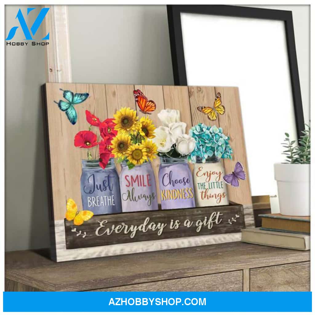 Butterfly Canvas Wall Art- Motivational Quotes Canvas - Butterfly Everyday Is A Gift Canvas