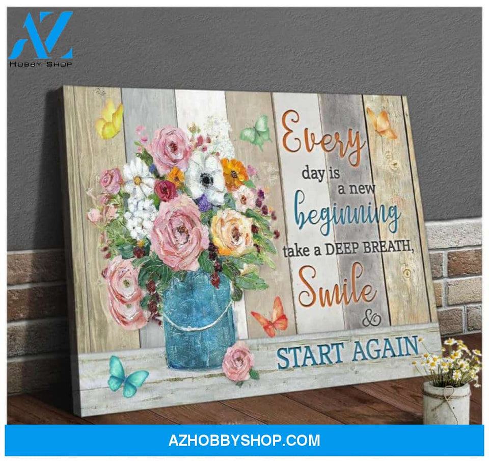 Butterfly Canvas Wall Art - Motivational Quotes Canvas - Butterfly Canvas Everyday Is A New Beginning Wall Art Decor
